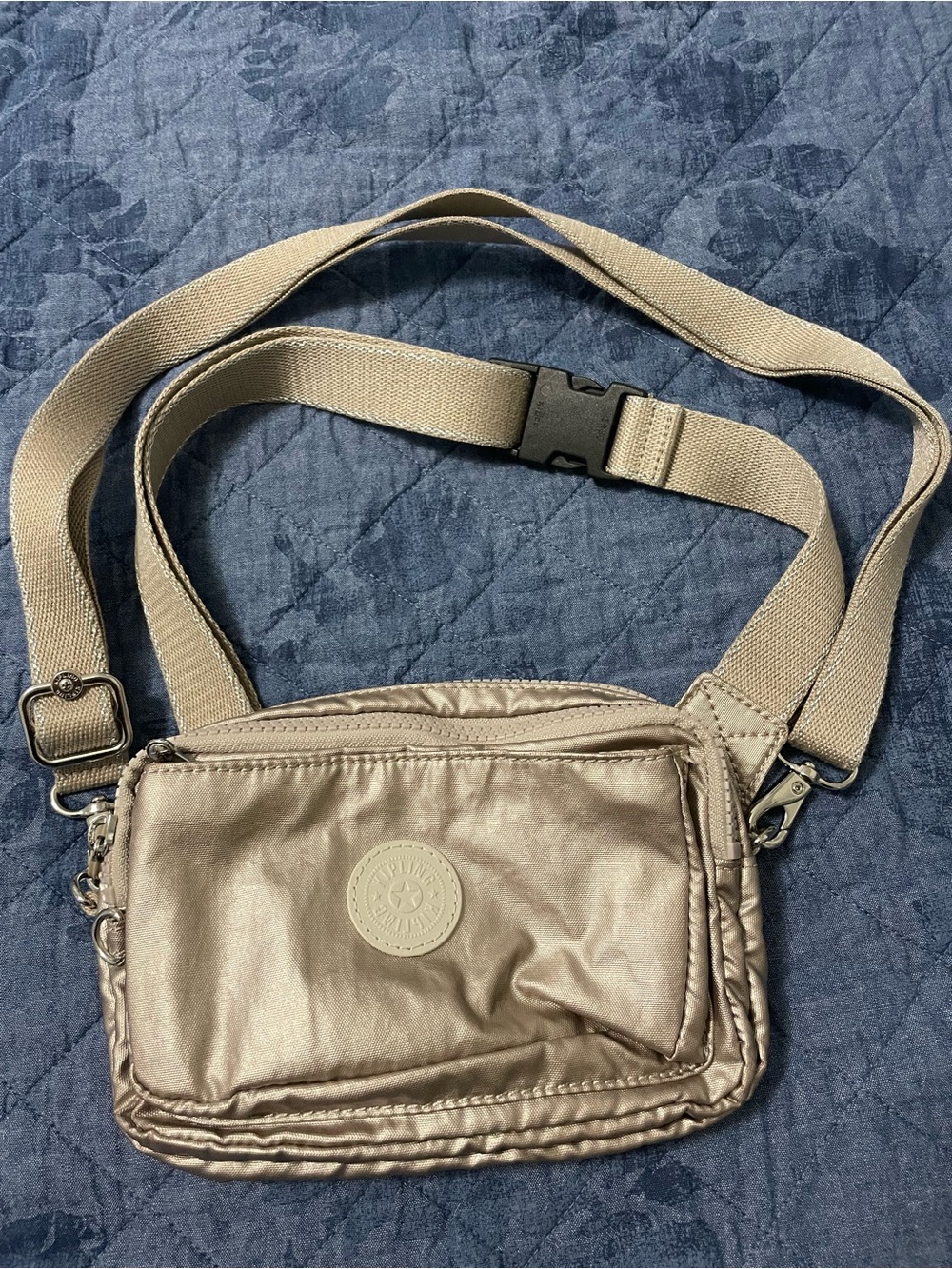 Kipling Metallic Taupe Crossbody Bag